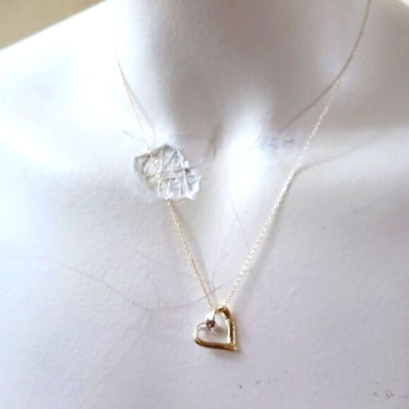 Sterling Silver & Gold  GrandMom Always Loved Heart Necklace 18 L - Picture 4 of 14
